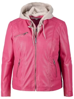 Maze Damen Lederjacke in pink