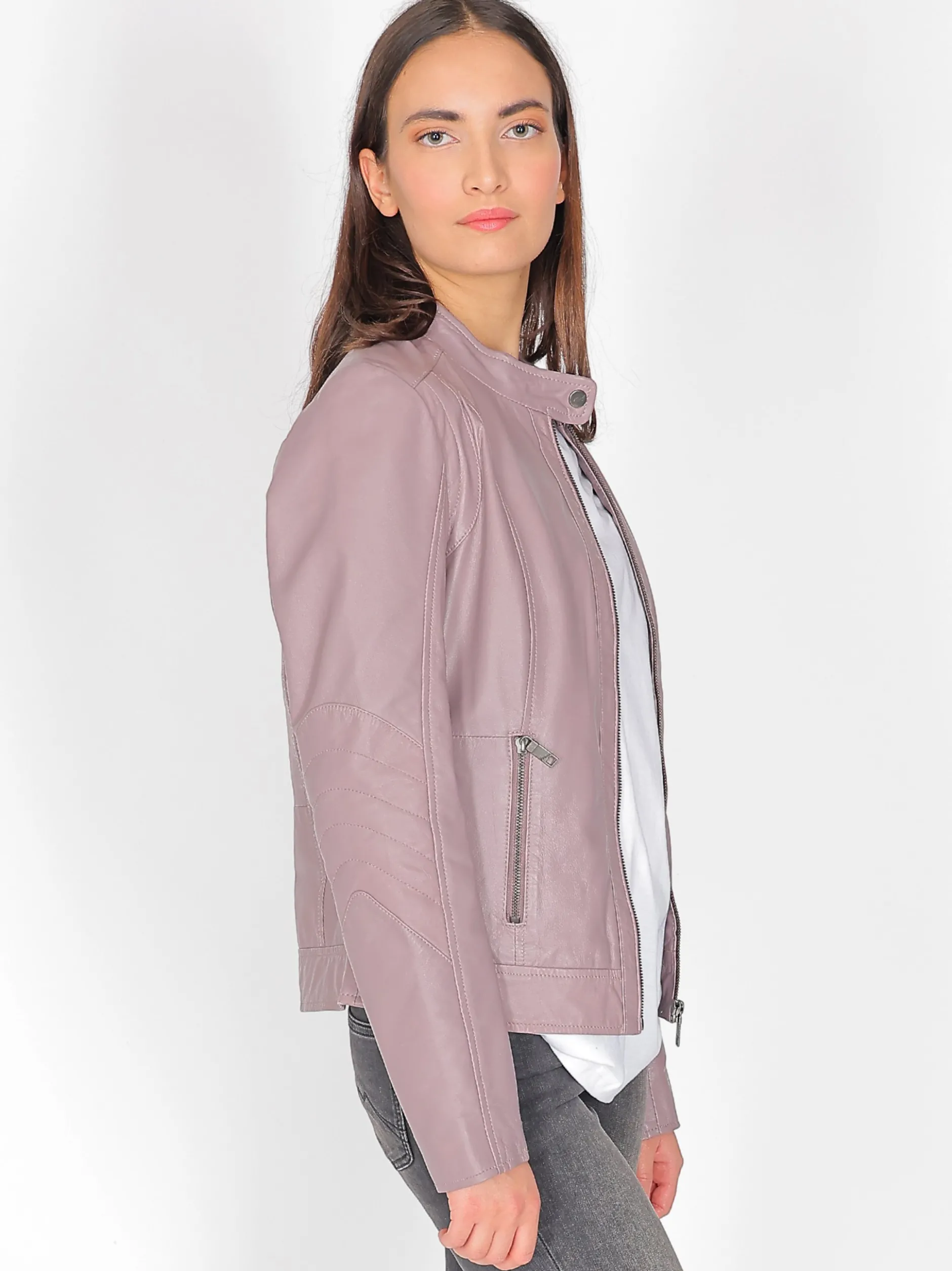 Maze Damen Lederjacke in rosa