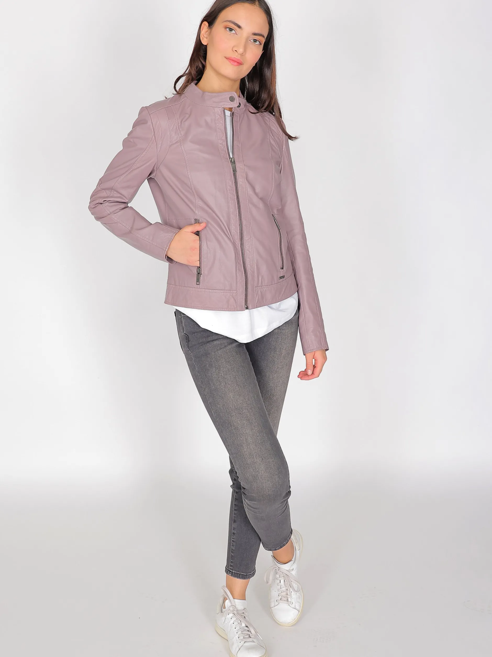 Maze Damen Lederjacke in rosa