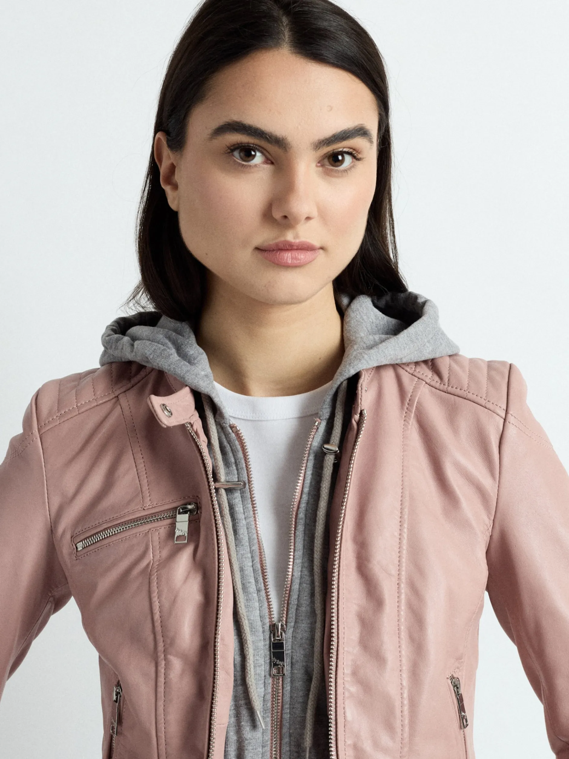 Maze Damen Lederjacke in rosa