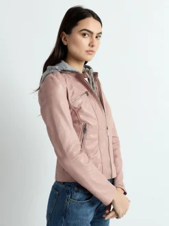 Maze Damen Lederjacke in rosa