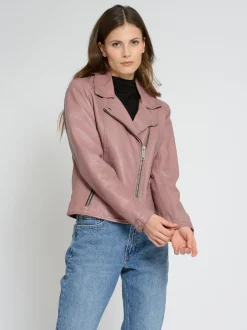 Maze Damen Lederjacke in rosa