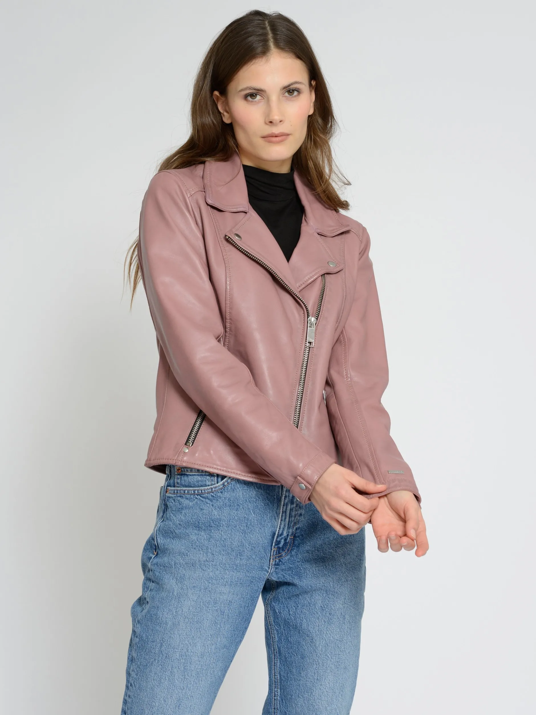 Maze Damen Lederjacke in rosa