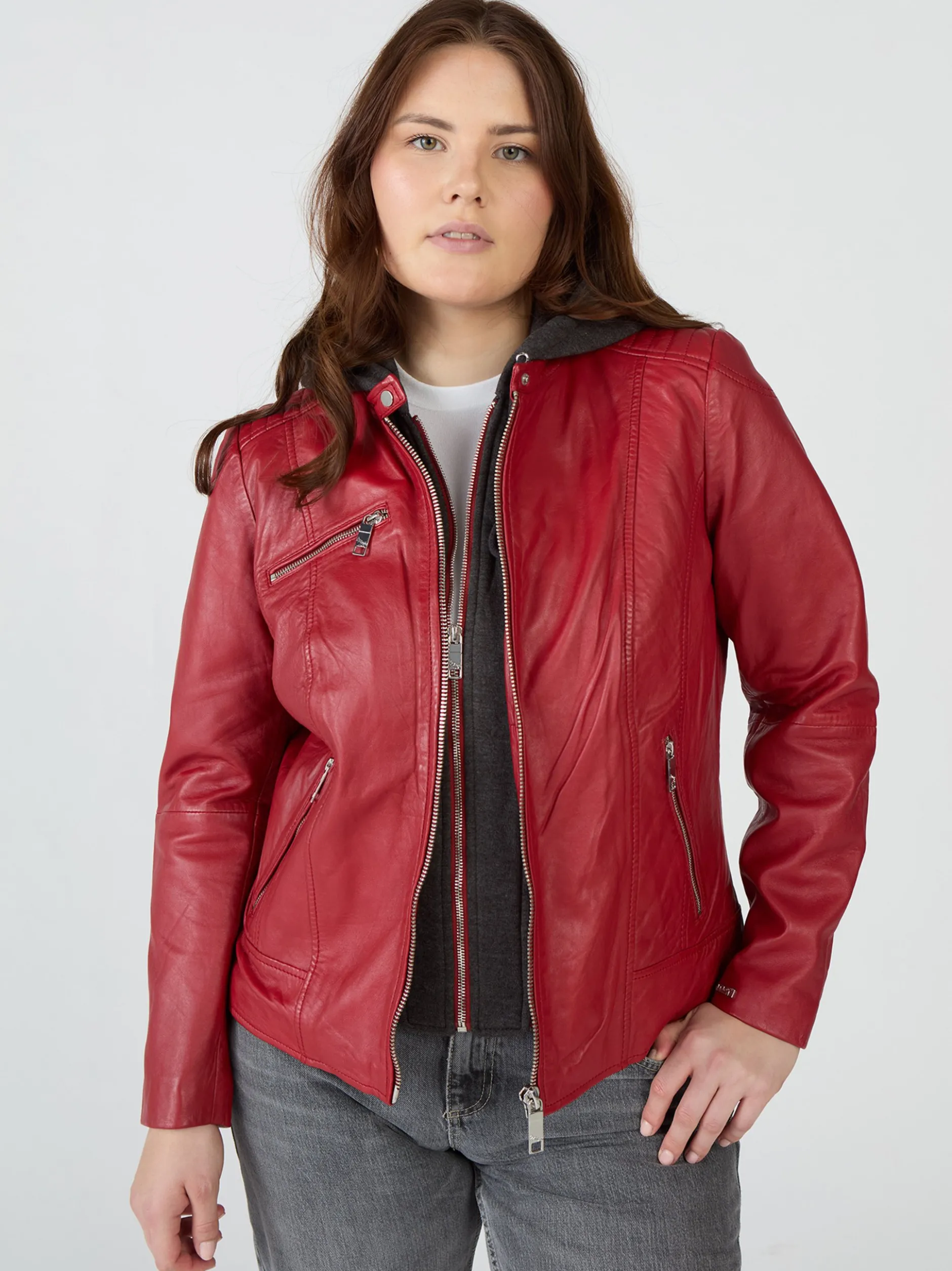 Maze Damen Lederjacke in rot