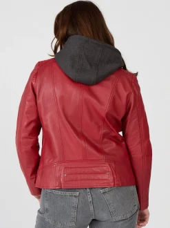 Maze Damen Lederjacke in rot