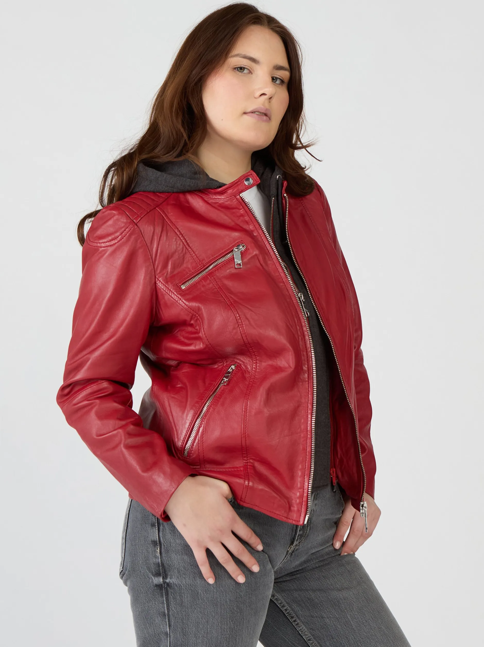 Maze Damen Lederjacke in rot