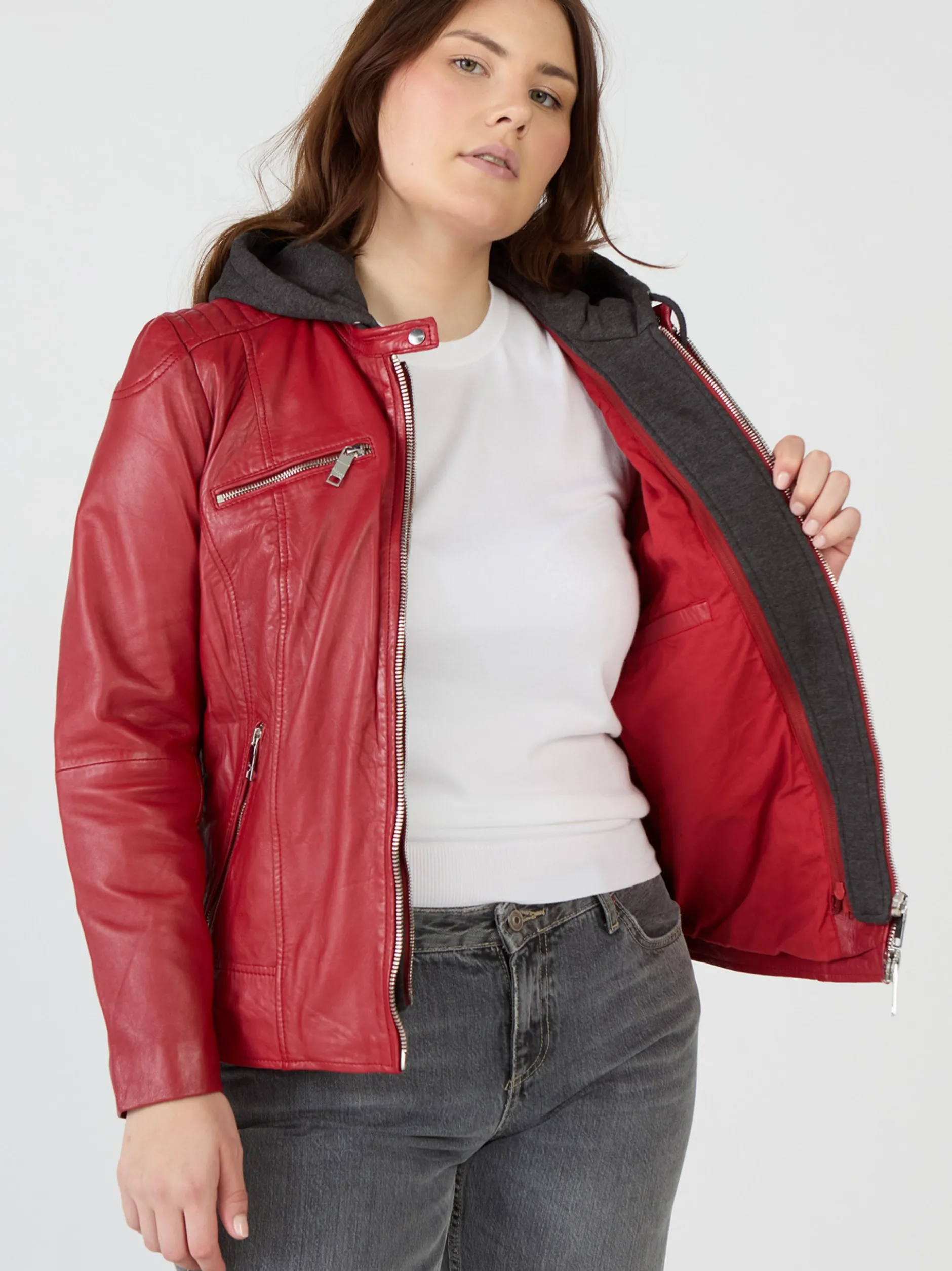 Maze Damen Lederjacke in rot