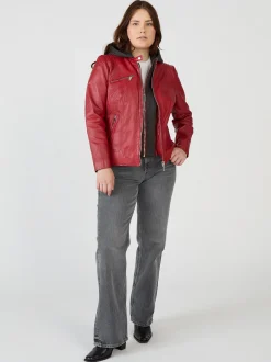Maze Damen Lederjacke in rot