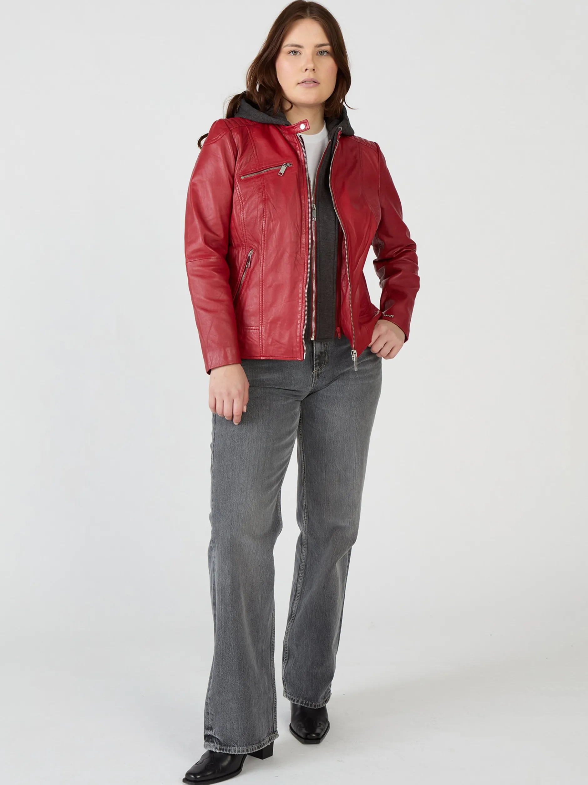 Maze Damen Lederjacke in rot