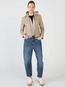 Maze Damen Lederjacke in sand