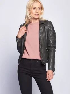 Maze Damen Lederjacke in schwarz