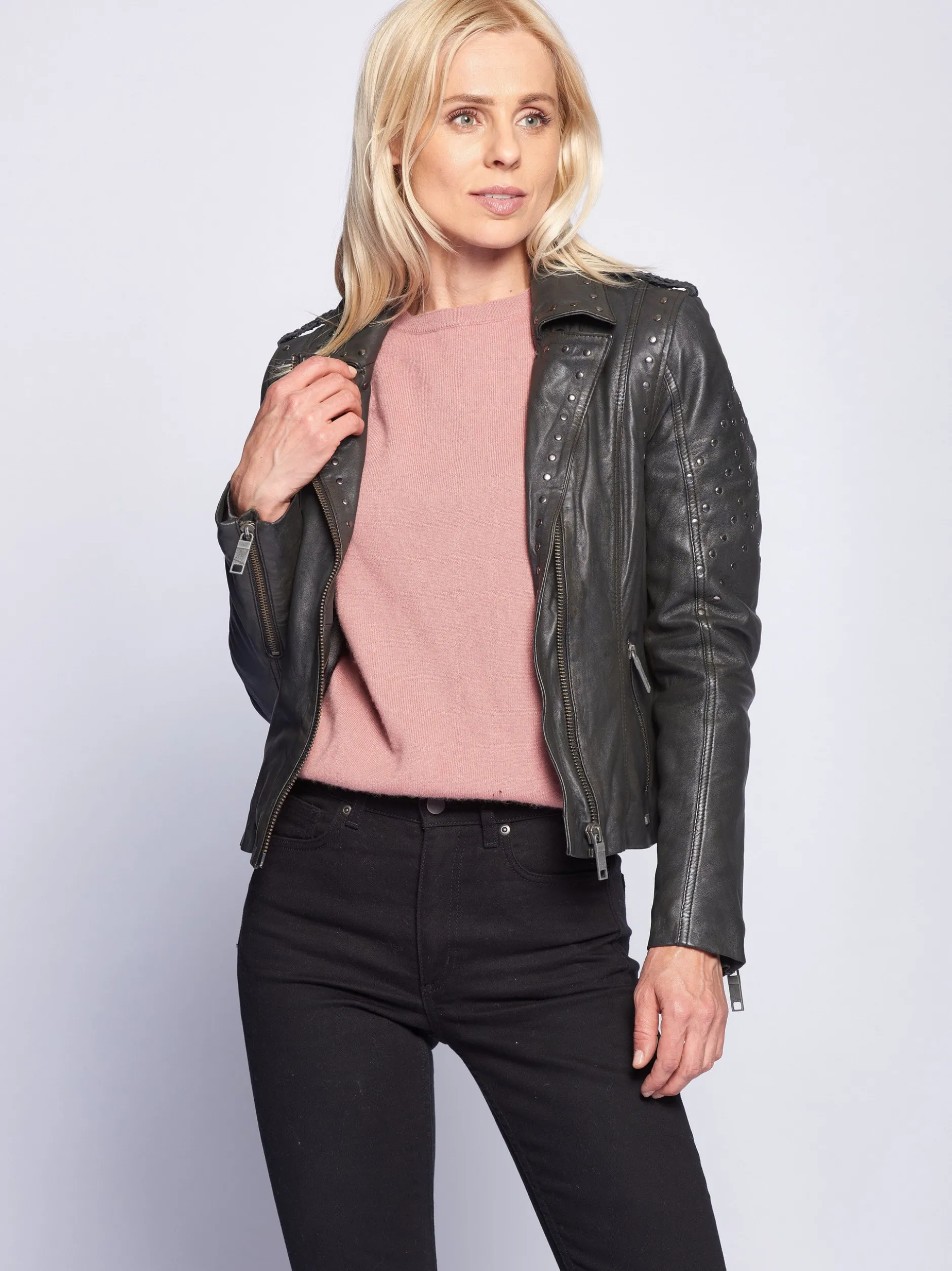 Maze Damen Lederjacke in schwarz