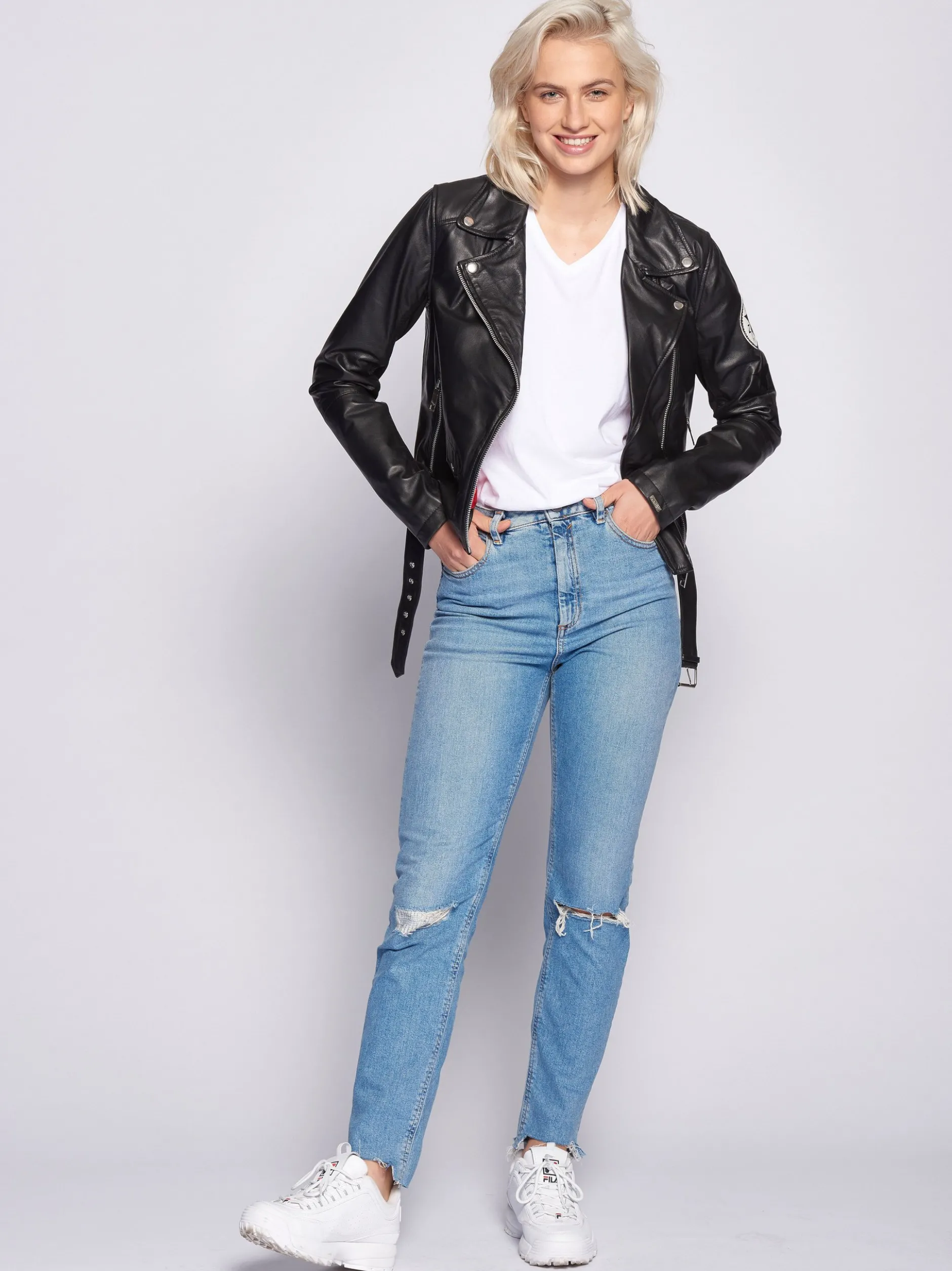 Maze Damen Lederjacke in schwarz