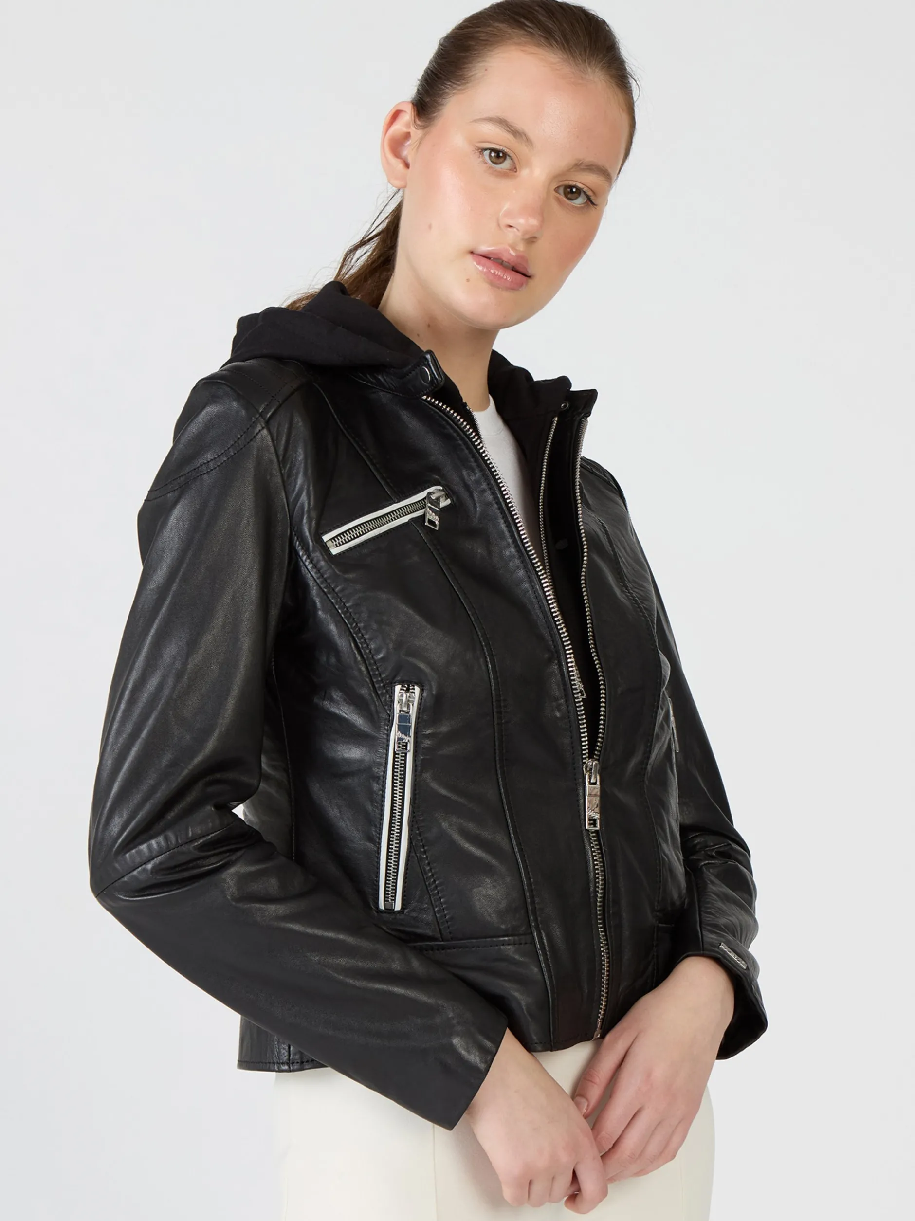 Maze Damen Lederjacke in schwarz