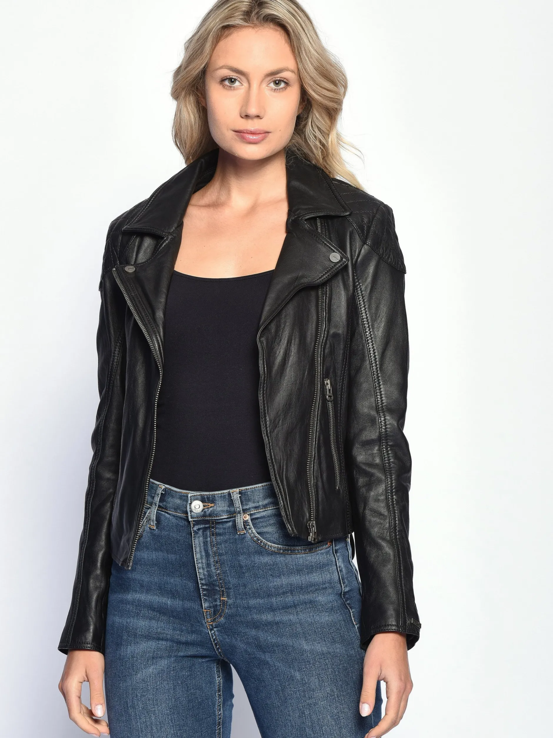 Maze Damen Lederjacke in schwarz