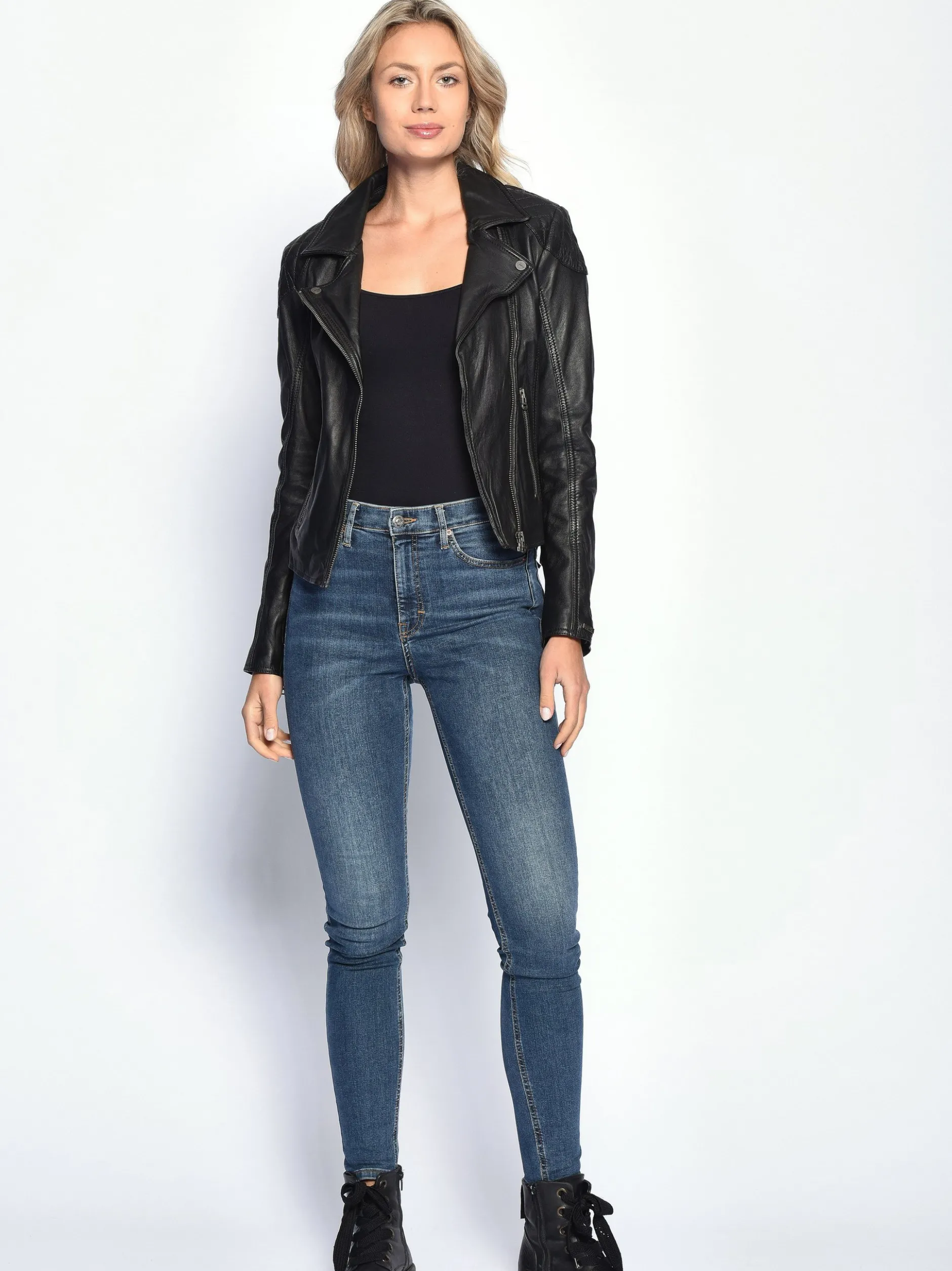 Maze Damen Lederjacke in schwarz