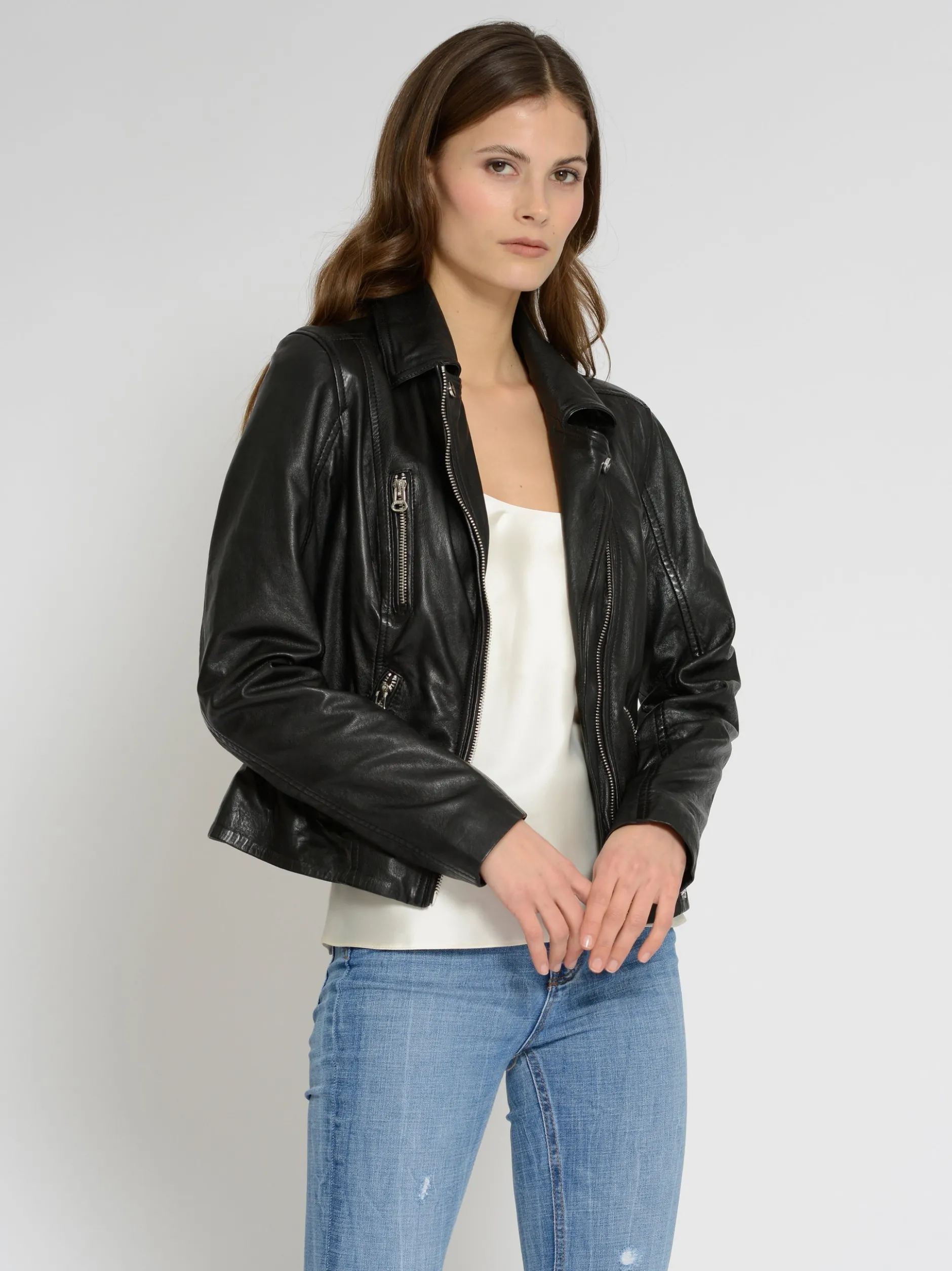 Maze Damen Lederjacke in schwarz