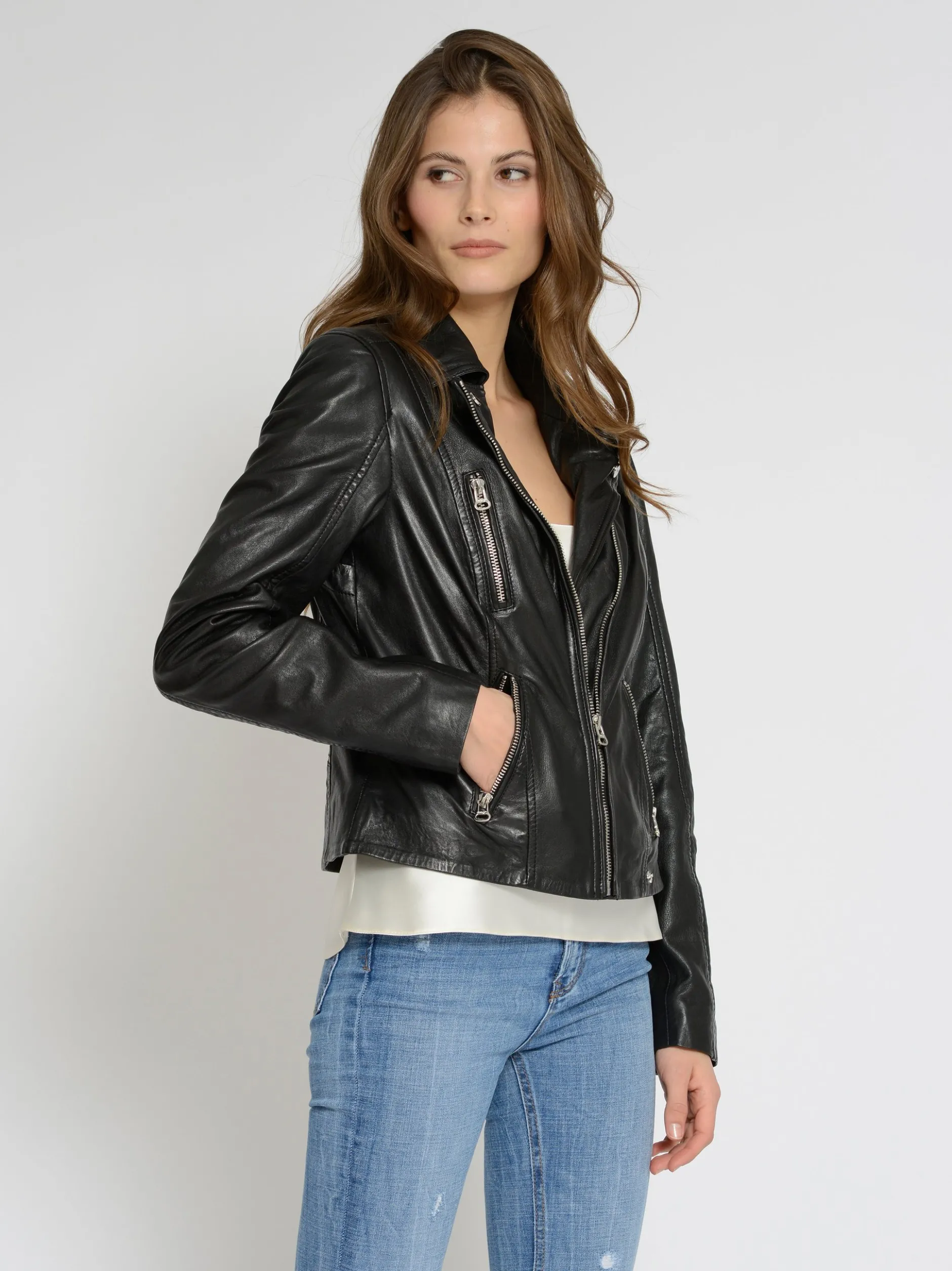 Maze Damen Lederjacke in schwarz