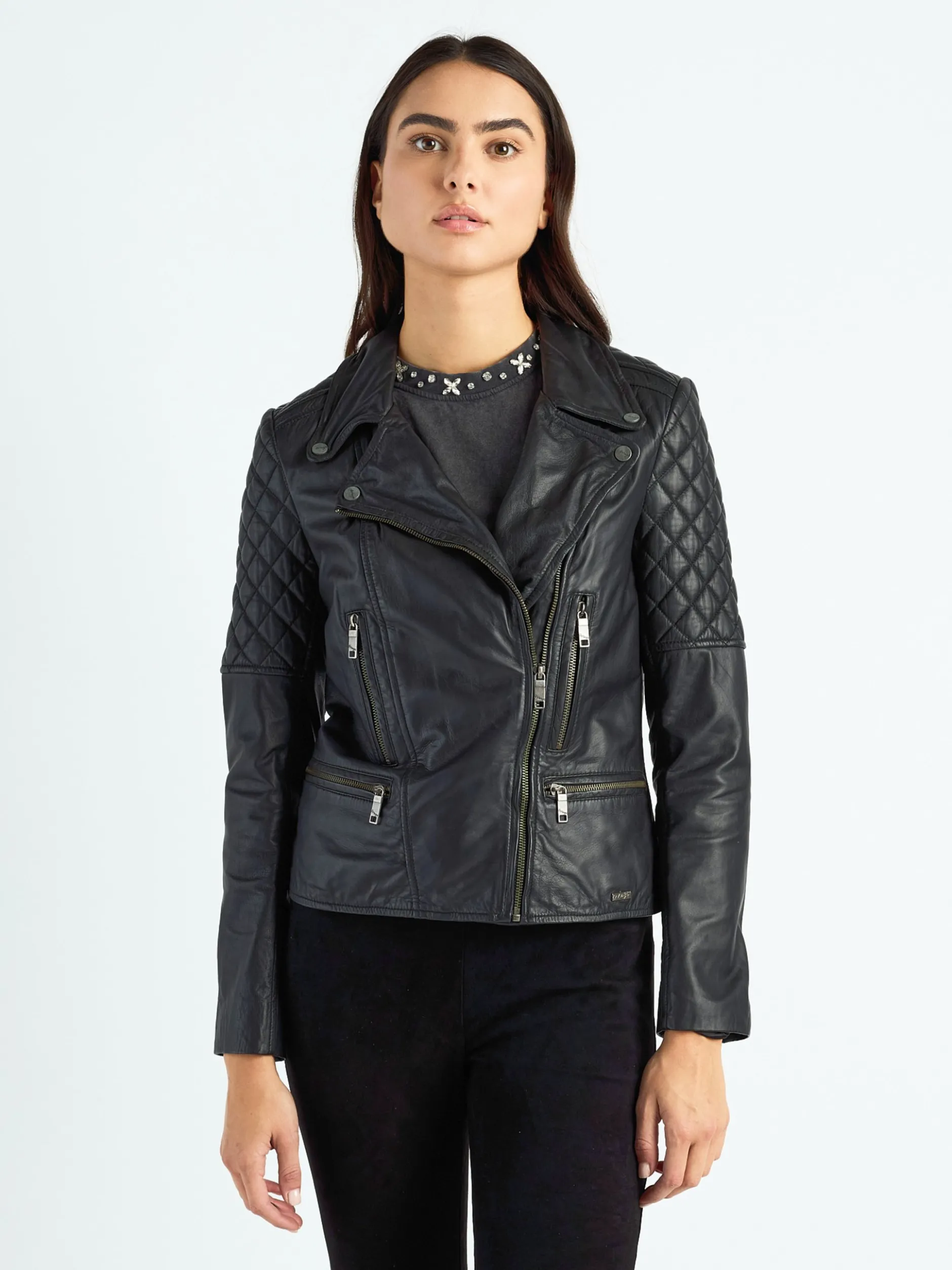 Maze Damen Lederjacke in schwarz