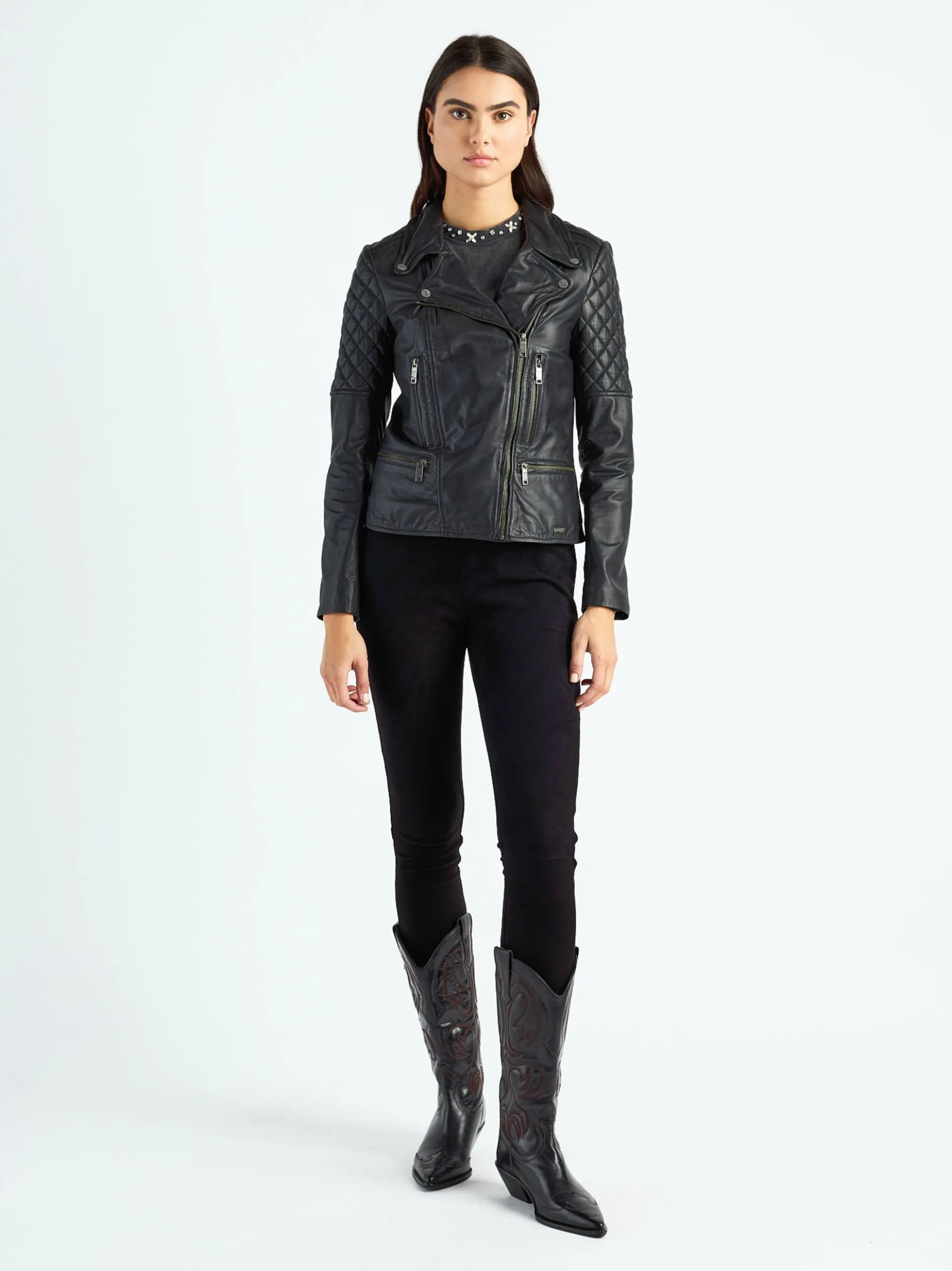 Maze Damen Lederjacke in schwarz