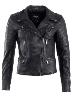 Maze Damen Lederjacke in schwarz