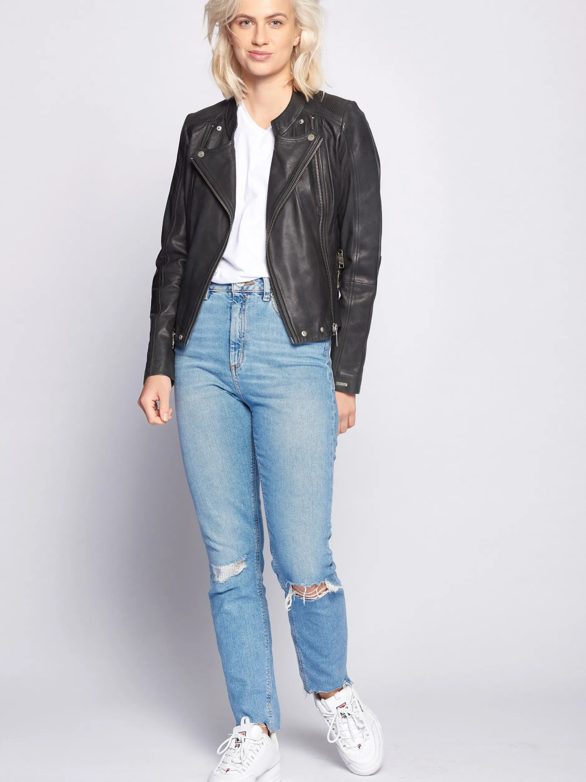 Maze Damen Lederjacke in schwarz
