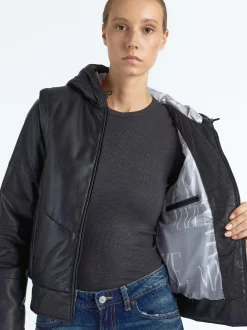 Maze Damen Lederjacke in schwarz