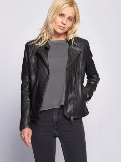 Maze Damen Lederjacke in schwarz