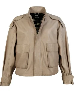 Maze Damen Lederjacke in taupe