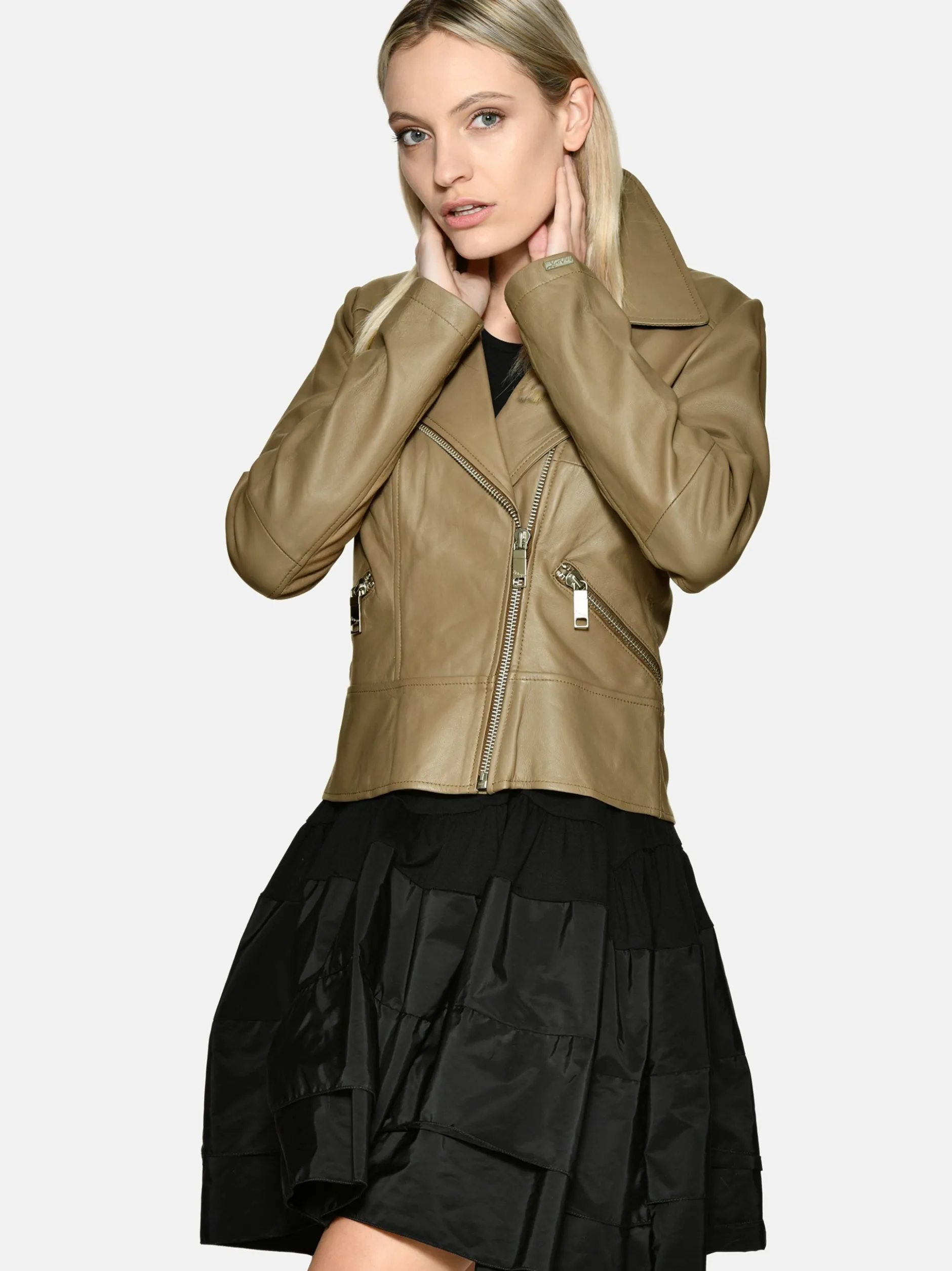 Maze Damen Lederjacke in taupe