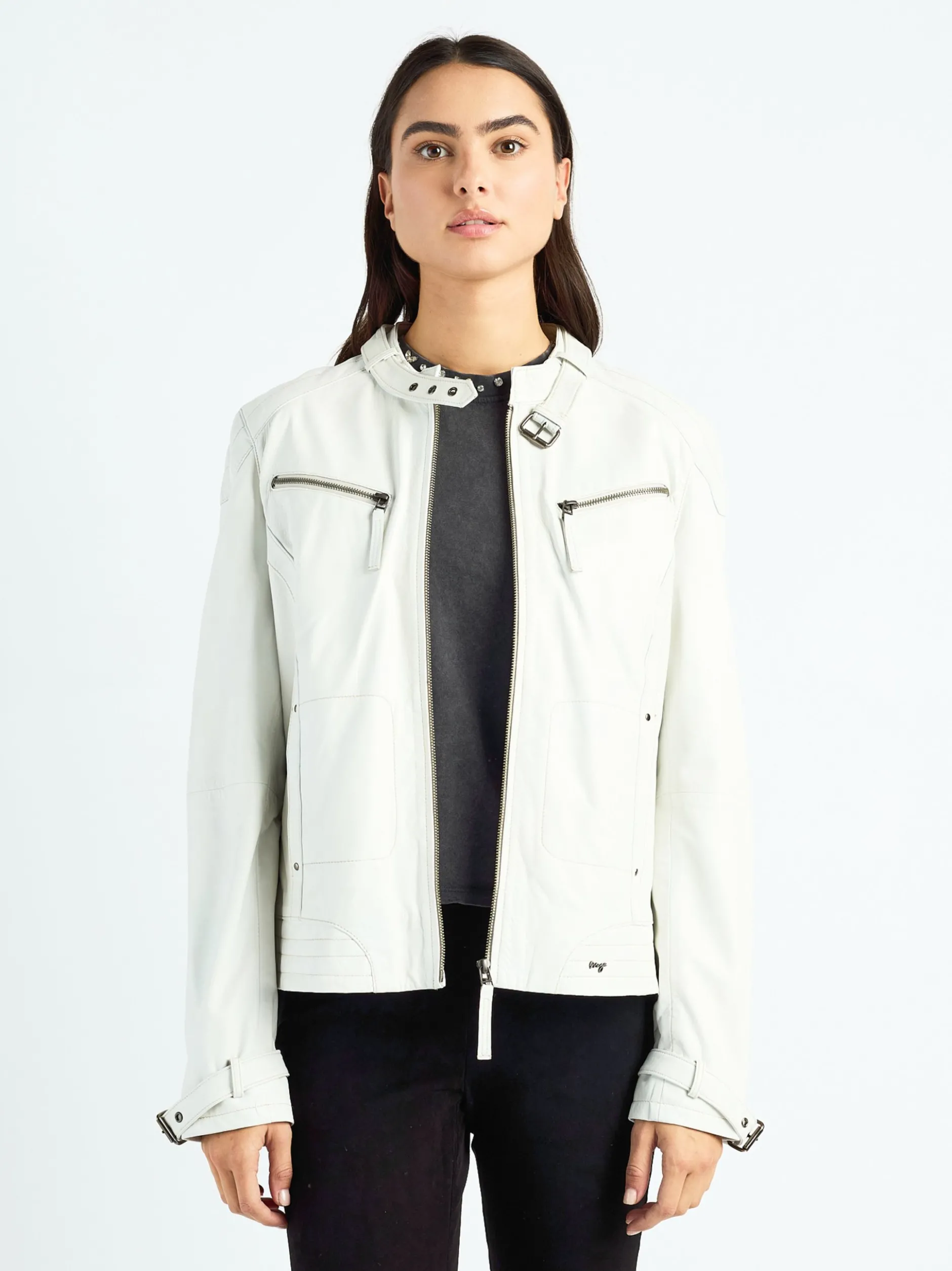 Maze Damen Lederjacke in weiß