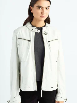 Maze Damen Lederjacke in weiß