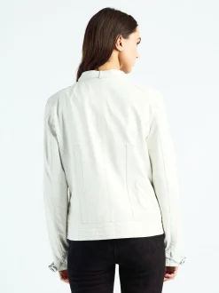 Maze Damen Lederjacke in weiß
