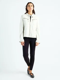 Maze Damen Lederjacke in weiß