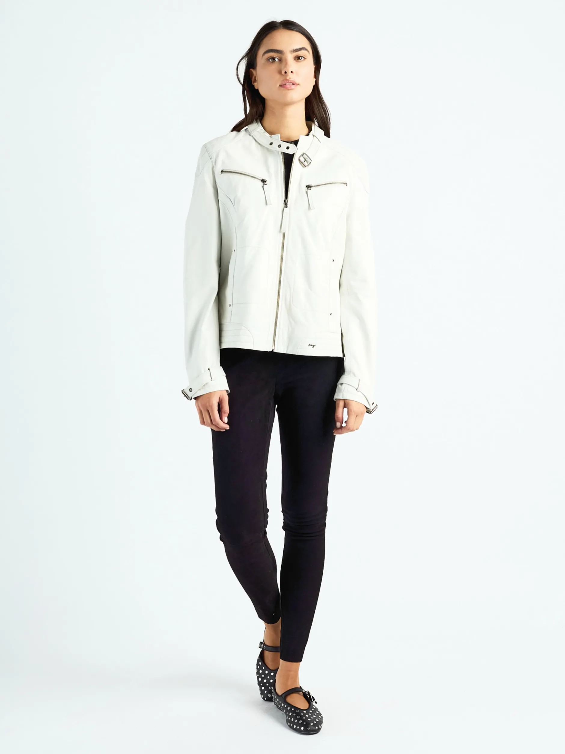 Maze Damen Lederjacke in weiß