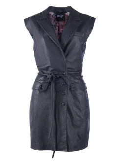 Maze Damen Lederkleid in schwarz