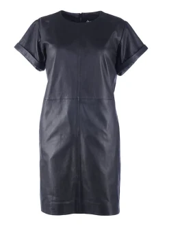 Maze Damen Lederkleid in schwarz