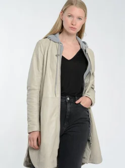 Maze Damen Ledermantel in beige