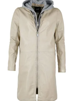 Maze Damen Ledermantel in beige