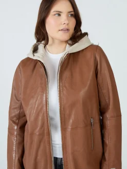 Maze Damen Ledermantel in cognac