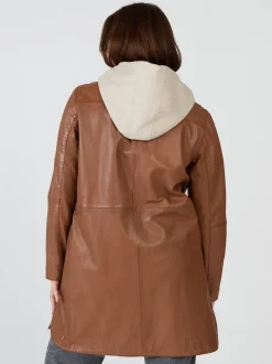 Maze Damen Ledermantel in cognac
