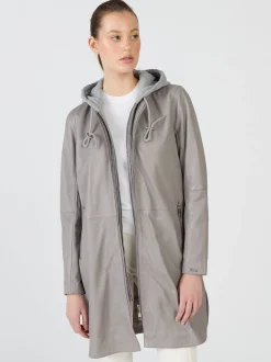 Maze Damen Ledermantel in grau