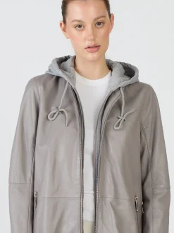 Maze Damen Ledermantel in grau