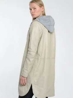 Maze Damen Ledermantel in grau