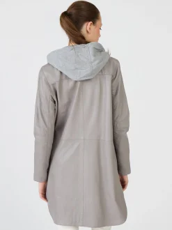 Maze Damen Ledermantel in grau
