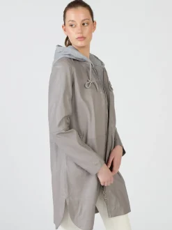 Maze Damen Ledermantel in grau