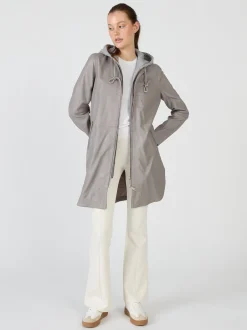Maze Damen Ledermantel in grau
