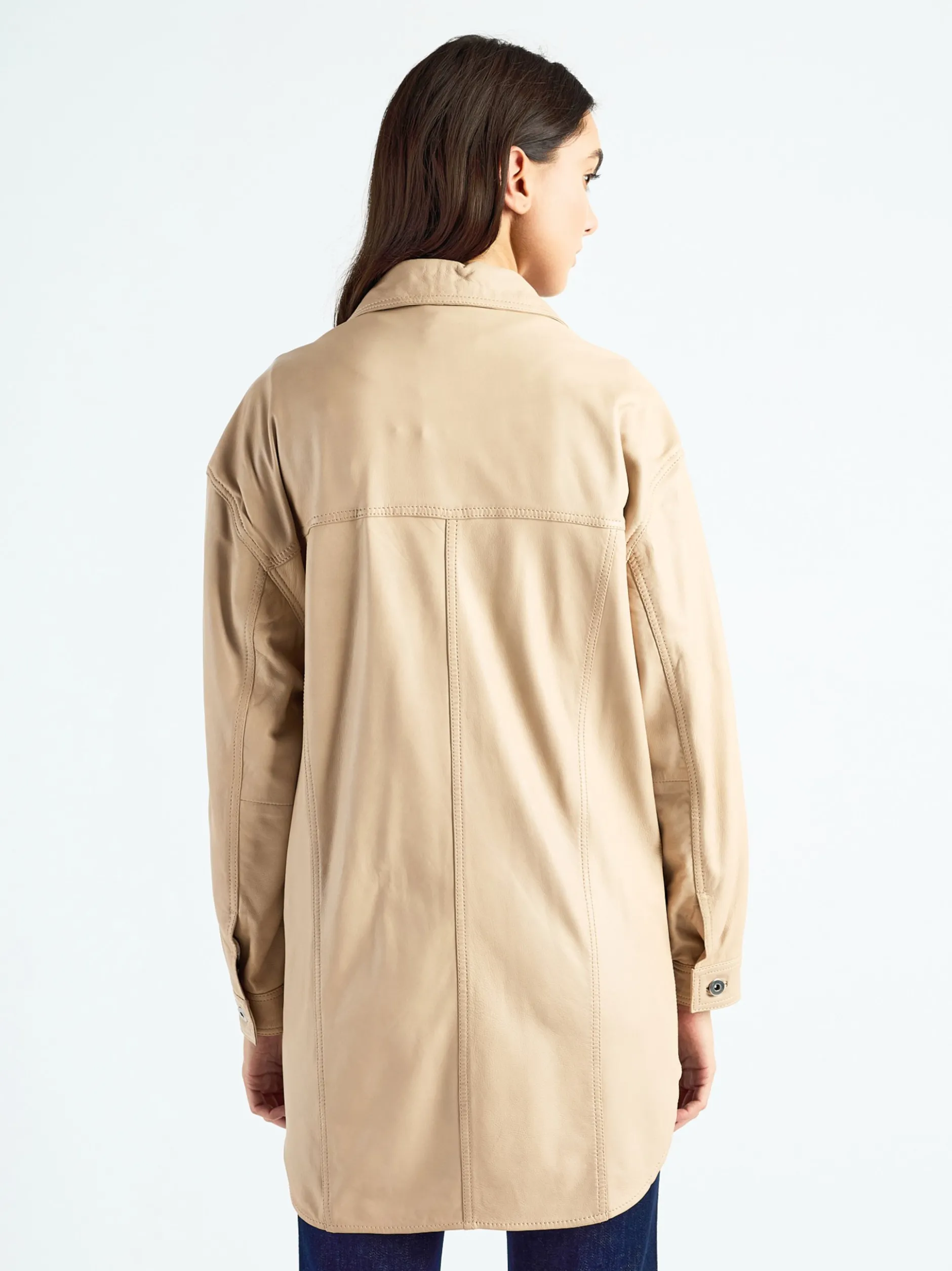 Maze Damen Ledermantel in sand