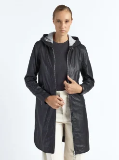 Maze Damen Ledermantel in schwarz