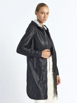 Maze Damen Ledermantel in schwarz